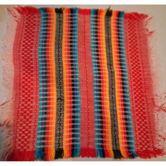 Vintage Handwoven Mexican Serape Table Napkins Set of 5 Boho - Picture 6 of 7